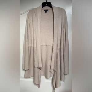 RXB Ribbed Knit 100% Cotton Long Sleeve Knit Open Cardigan Sweater  Beige XL